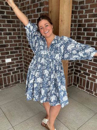 Molly Bracken Blue Printed Mini Dress