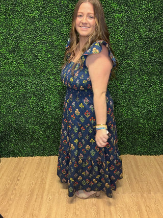 Entro Navy Smocked Sundress