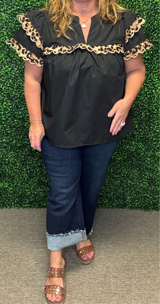 Wild Chic Scallop Trim Blouse