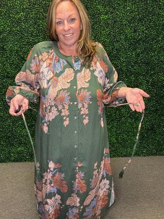 Green Midi with Flowers