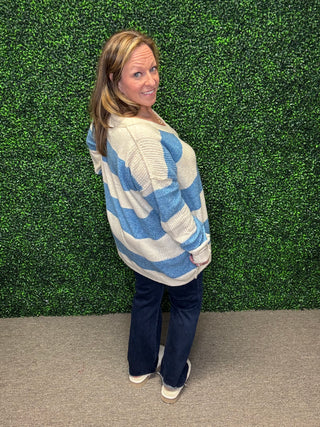 Easel V-Neck striped Oversized Sweater