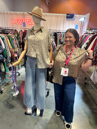 Leopard Button Up Blouse by Jodifl