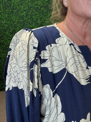 Navy Blossom Midi Dress