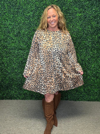 Jodifl Lux Long Sleeve Leopard Dress