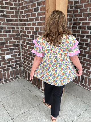 Entro Flowers and Ruffles Top