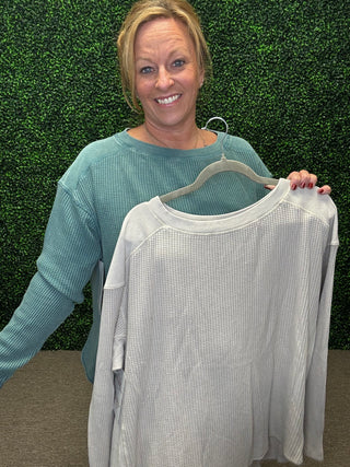 Mineral Washed Waffle Knit Pullover