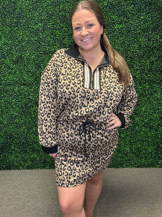 Leopard Printed Half Zip