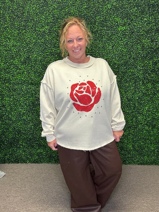 Easel Rose Studded Sweatshirt