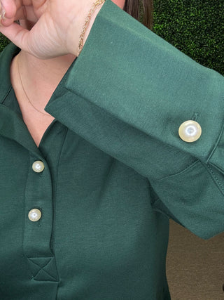 Jodifl Hunter Green Pleated Top