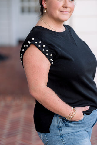 White Birch Pearl Detail Knit Top