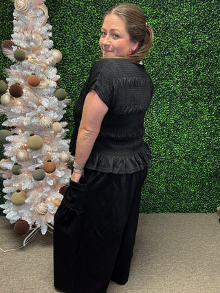 Davi & Dani Solid Color Top and Pants Set