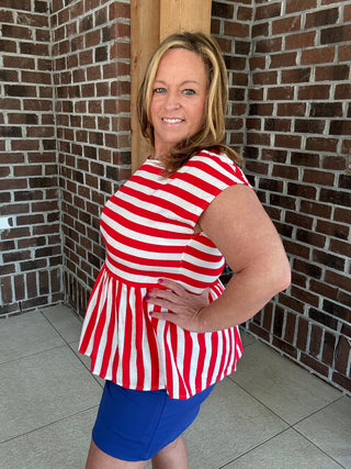 She+Sky Striped Bow Back Top