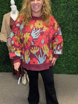 Floral Patterned Sweater