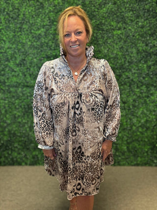 Adrienne Animal Print Velvet Dress