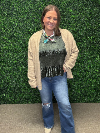 Open Front Oatmeal Cardi