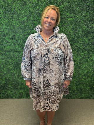 Adrienne Animal Print Velvet Dress