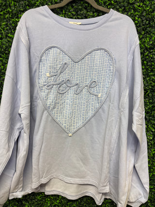 Easel LOVE Patch Terry Knit Pullover