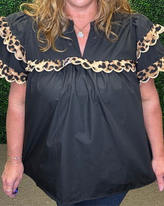 Wild Chic Scallop Trim Blouse
