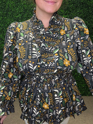 Mixed Floral Peplum Top