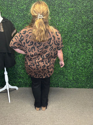 Brown and Black Animal Print Top