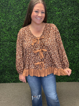 Velvet Bow Front Top