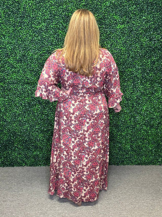 Wing Sleeve Border Dress by Easel
