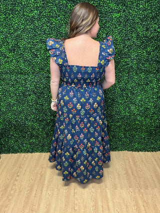Entro Navy Smocked Sundress