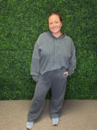 Washed Terry Ribbed Knit Pants