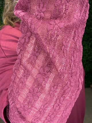 Knit Top with Lace Sleeve