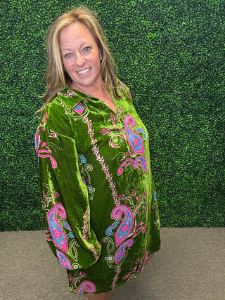 Lux Paisley Velvet Dress