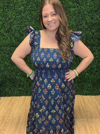 Entro Navy Smocked Sundress