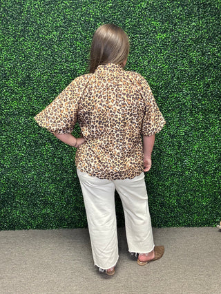 Scallop Hem Leopard Blouse