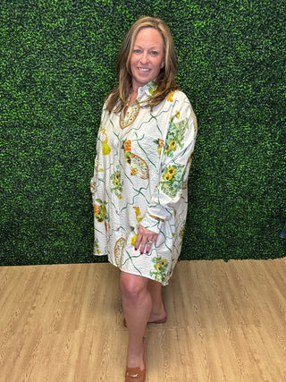 Oversized Floral Button-Up Top-Entro