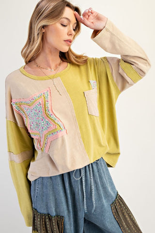 Sage Colorblock Pullover Top
