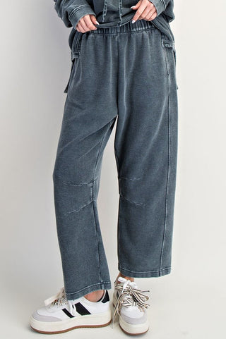 Washed Terry Ribbed Knit Pants
