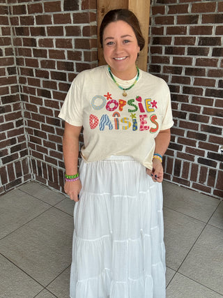 Molly Bracken White Tiered Maxi Skirt