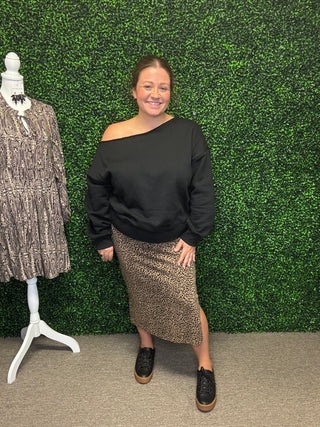Leopard Knit Pencil Skirt
