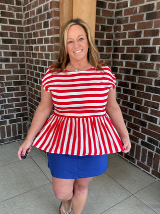 She+Sky Striped Bow Back Top