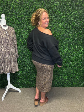 Leopard Knit Pencil Skirt