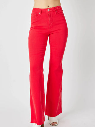 Judy Blue Tummy Control Red Flare