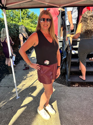 Garnet Cutie Pleather Shorts