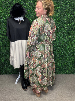 Boho Print Tiered Midi