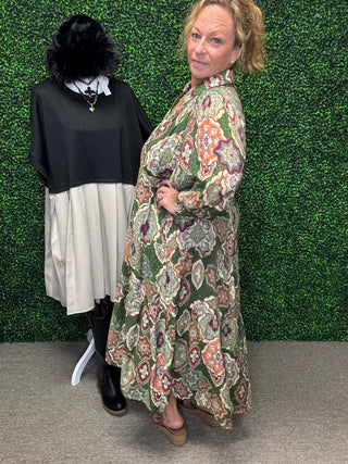 Boho Print Tiered Midi