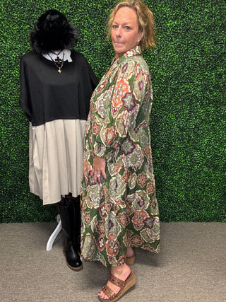 Boho Print Tiered Midi