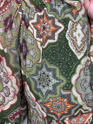 Boho Print Tiered Midi