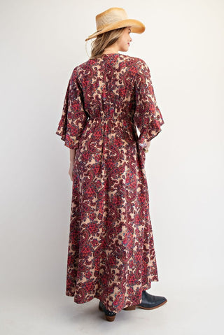 Wing Sleeve Border Dress by Easel