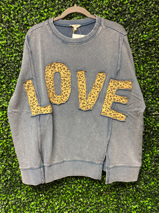 Love Leopard Terry Pullover-Easel