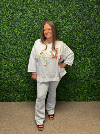 LOVE patchwork pullover by Easel