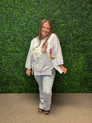 LOVE patchwork pullover by Easel