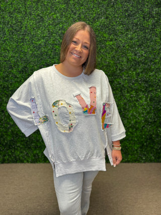 LOVE patchwork pullover
